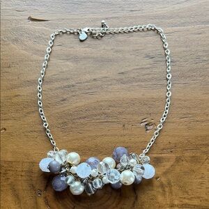 American Eagle Outfitters Silver and Purple Cluster Necklace
